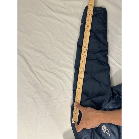 The north face womens XS MIDNIGHT BLUE puffer jacket 550 GOOSE DOWN FEATHER EUC - Picture 6 of 11